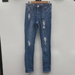 Women's Distressed Blue Skinny Jeans‎